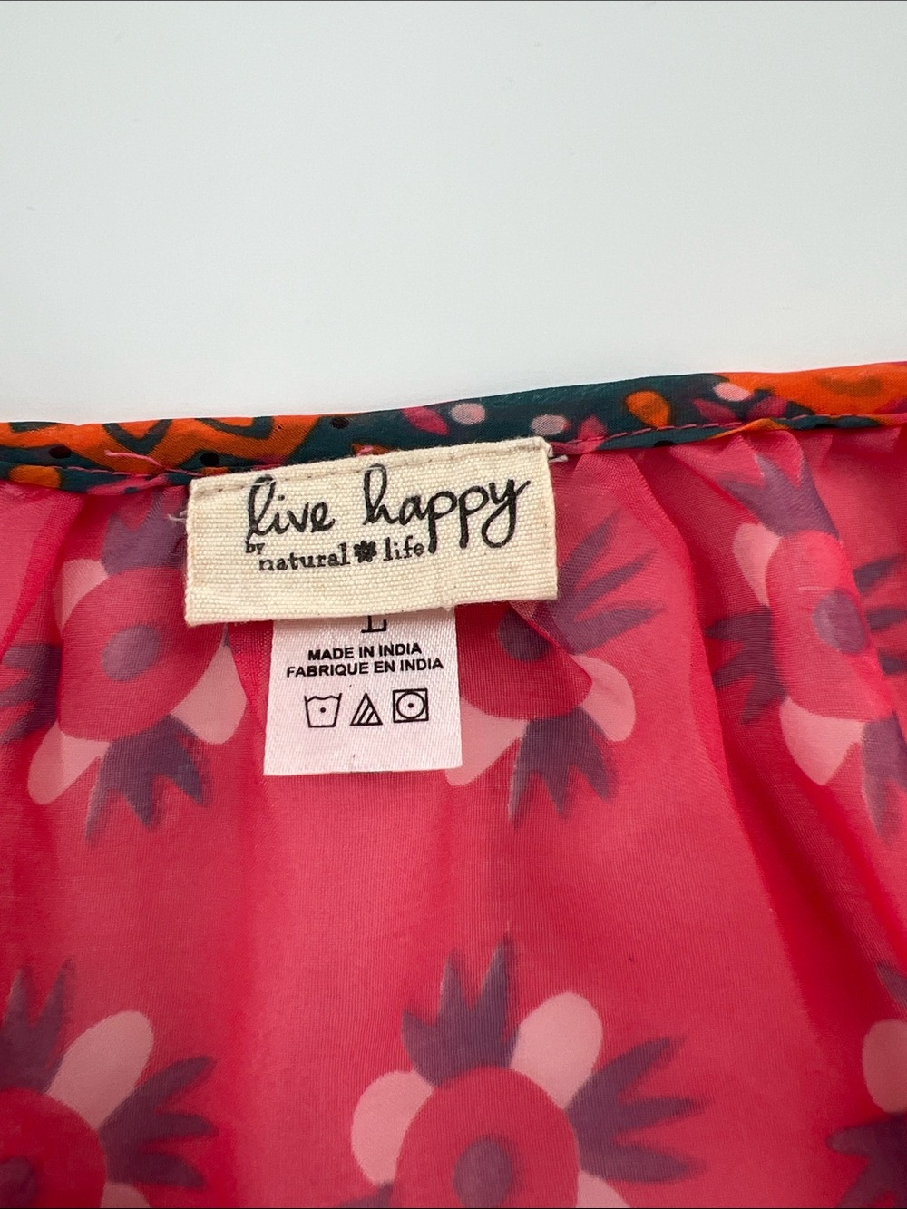 Natural Life Floral Peasant Blouse sheer lightweight breezy resort vacation L - Picture 3 of 8